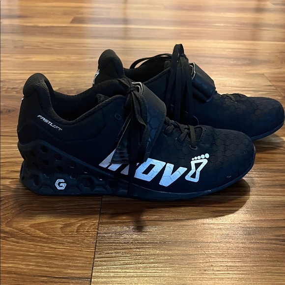 Inov-8 Black Olympic Lifting Shoes with White Accents - Picture 1 of 7